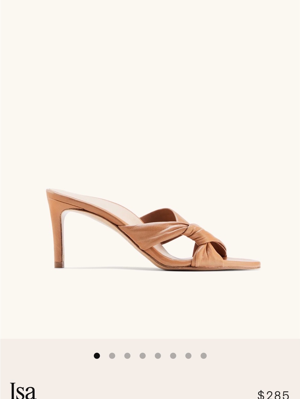 Isa Leather Knot Slide Heels Tan *NIB NEVER WORN - protective film still on shoe - Picture 2 of 16